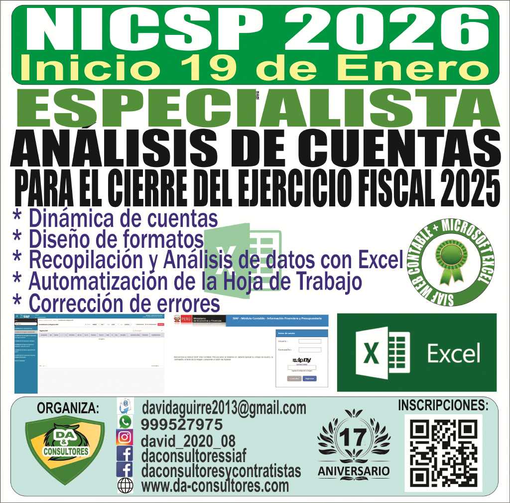 ESPECIALISTA EN ANÁLISIS DE CUENTAS PARA EL CIERRE DEL EJERICICIO FISCAL 2025